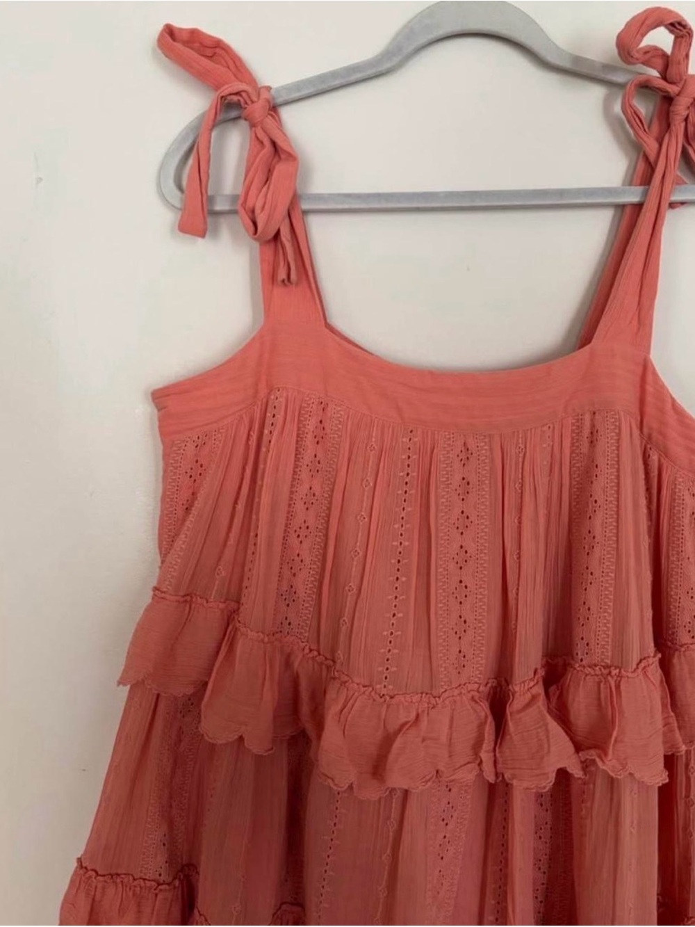 Sezane Oriane Peach Tie-Shoulder Mini Dress - Picture 3 of 8